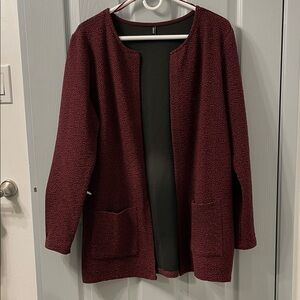 Only Burgundy Open-Front Textured Cardigan
